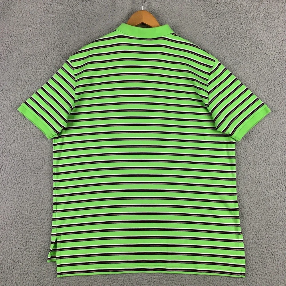 Polo Ralph Lauren Polo Shirt Mens XXL 2XL Green Stripe Short Sleeve Cotton Knit